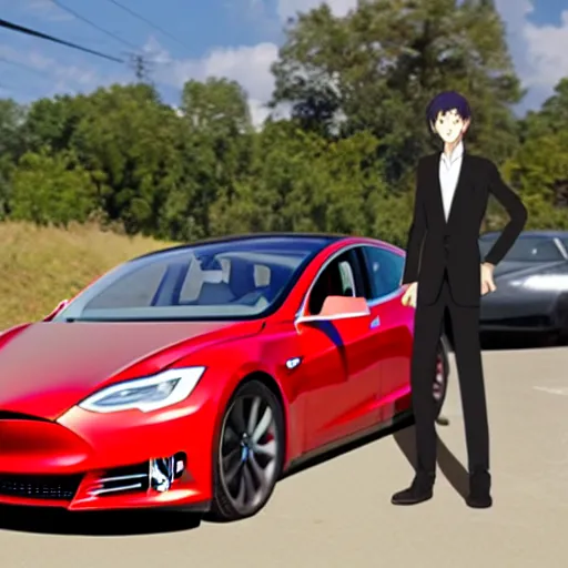 Image similar to tesla in an anime about cars