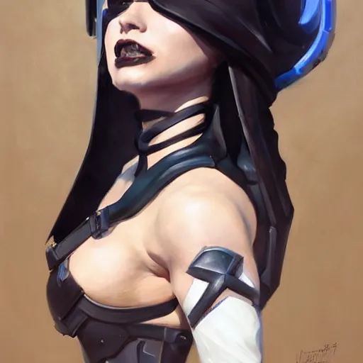 Image similar to greg manchess portrait painting of partially armored lady death as overwatch character, medium shot, asymmetrical, profile picture, organic painting, sunny day, matte painting, bold shapes, hard edges, street art, trending on artstation, by huang guangjian and gil elvgren and sachin teng