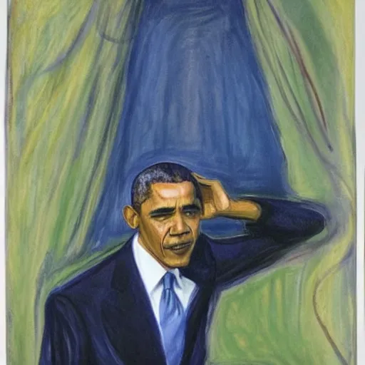 Prompt: obama by edvard munch