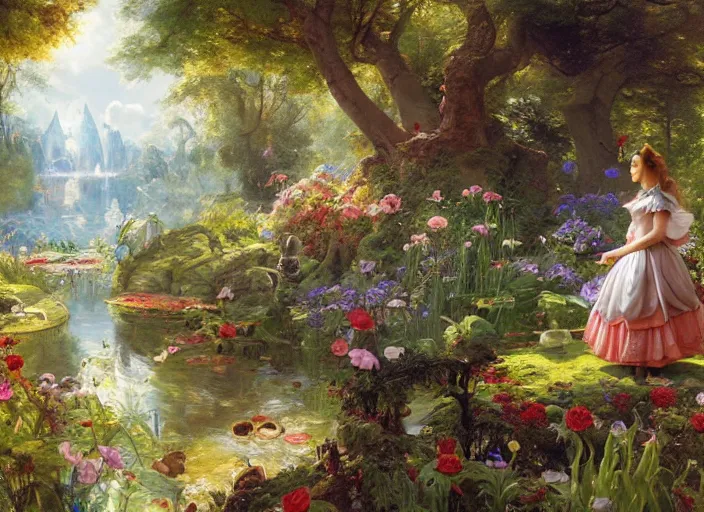 Image similar to matte painting of alice in the wonderland by vladimir volegov and alexander averin and peder mørk mønsted and pierre auguste cot and raphael lacoste