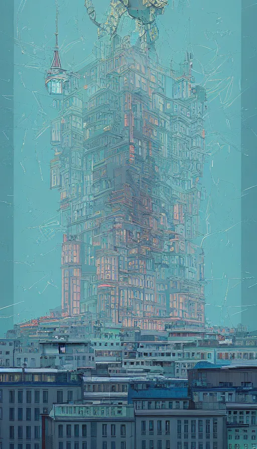 Image similar to stockholm city portrait of a beautiful world, by james jean and beeple