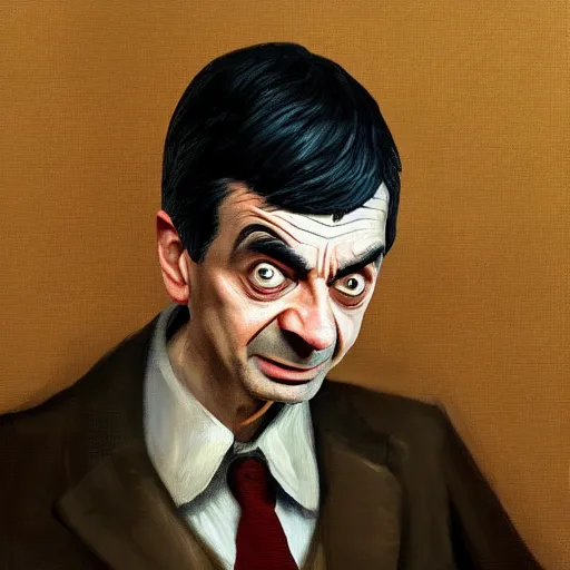 Image similar to Mr. Bean in the style of a painting from Dishonored