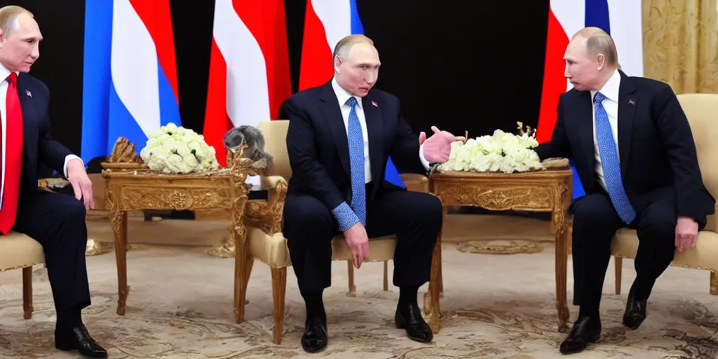 Prompt: trump giving putin happy finish