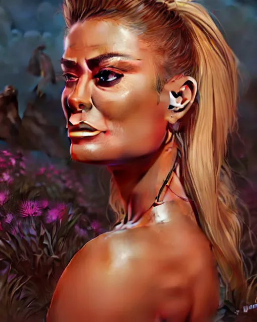 Prompt: highly detailed vfx portrait of, carmen electra by stephen bliss, chalk, unrealengine, greg rutkowski, loish, rhads, beeple, chalk, makoto shinkai and lois van baarle, ilya kuvshinov, rossdraws, tom bagshaw, basil gogos