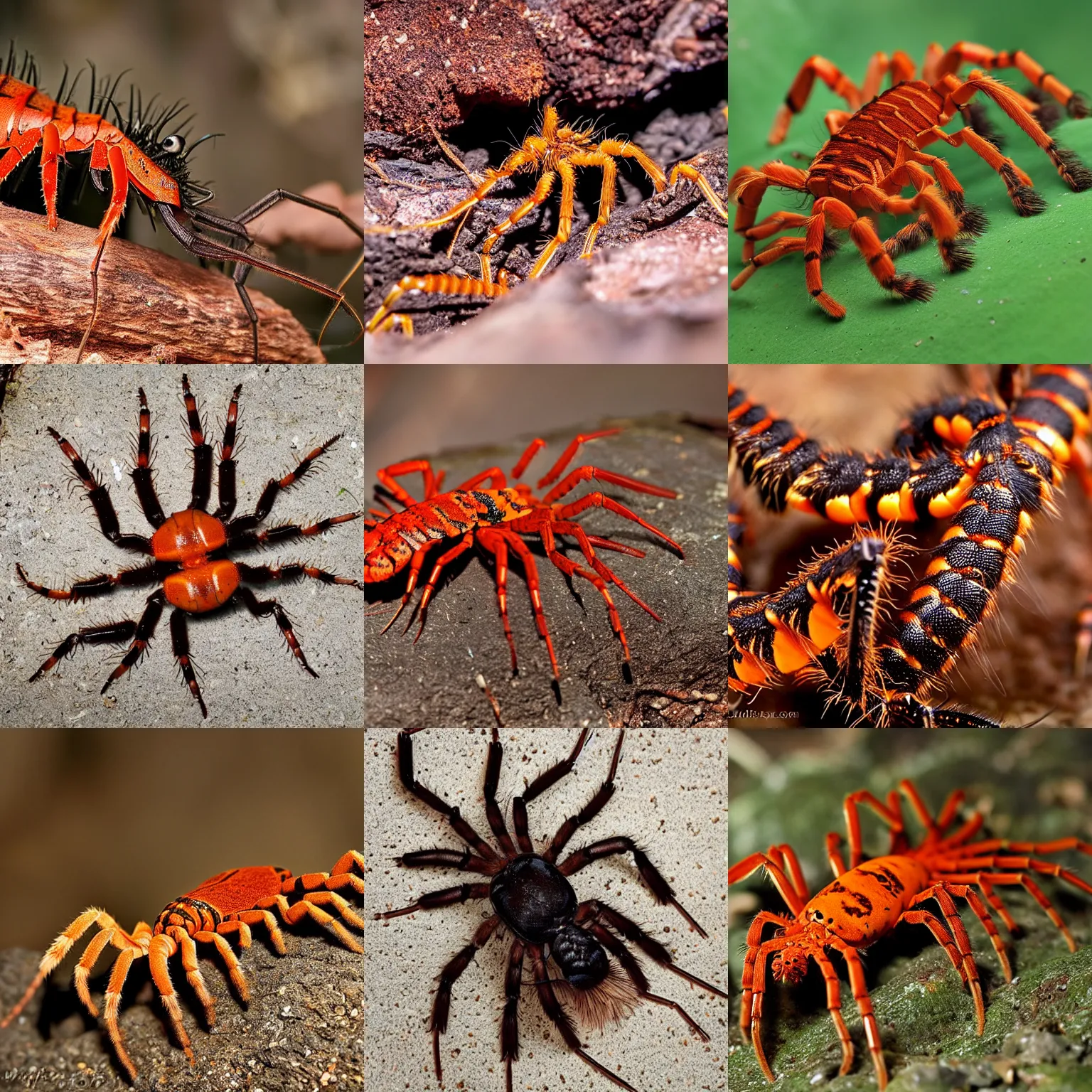 Prompt: a cute centipede-lobster-tarantula-scorpion, wildlife photography