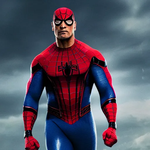 Image similar to Dwayne Johnson as Spiderman