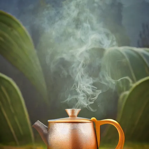 Image similar to spartan drinking tea with trichocereus background and smoke haze, photo in the style of the celestine prophecy