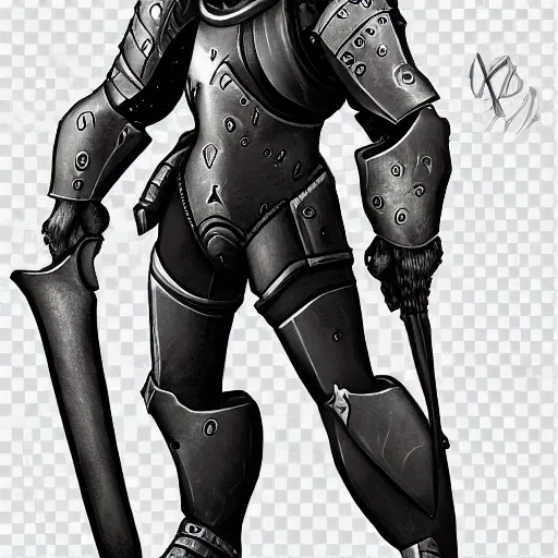 Prompt: digital painting, shading, overwatch style, medieval knight with large claymore