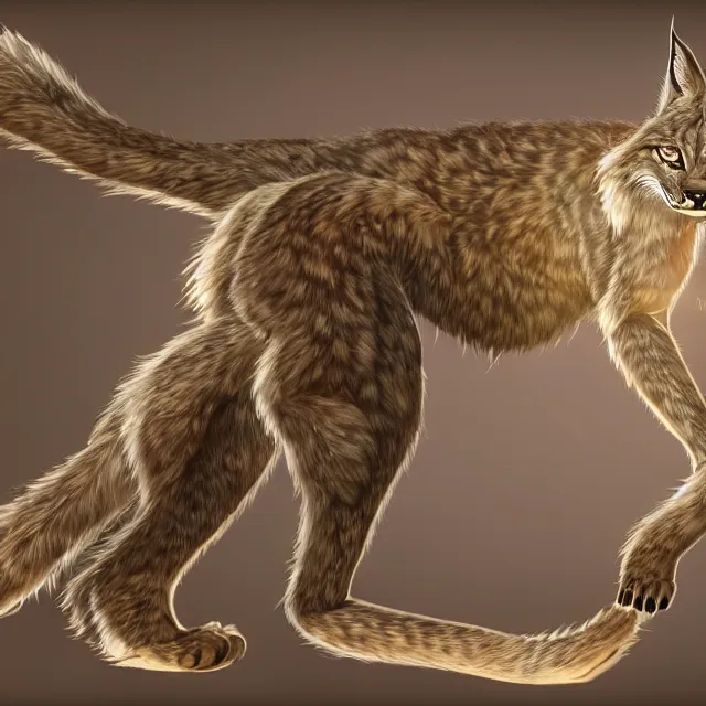 Prompt: the full body of anthropomorphic lynx fursona from behind wearing a steampunk suit as unimaginably beautiful, gorgeous, elegant, young lynx, an ultrafine hyperdetailed illustration by furaffinity, intricate linework, white fur, unreal engine 5 highly rendered, global illumination, radiant light, detailed and intricate environment