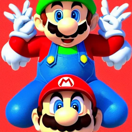 Prompt: supermario, mario wearing a red hat, and blue overalls as durga hindu god with many arms sprawled out behind,