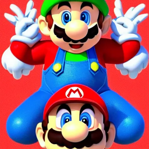 Image similar to supermario, mario wearing a red hat, and blue overalls as durga hindu god with many arms sprawled out behind,