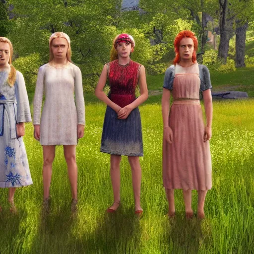 Prompt: PlayStation 2 screenshot of Midsommar (2019)