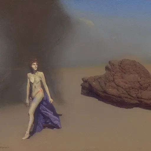 Prompt: a painting in the style of philip wilson steer and in the style of michael whelan.