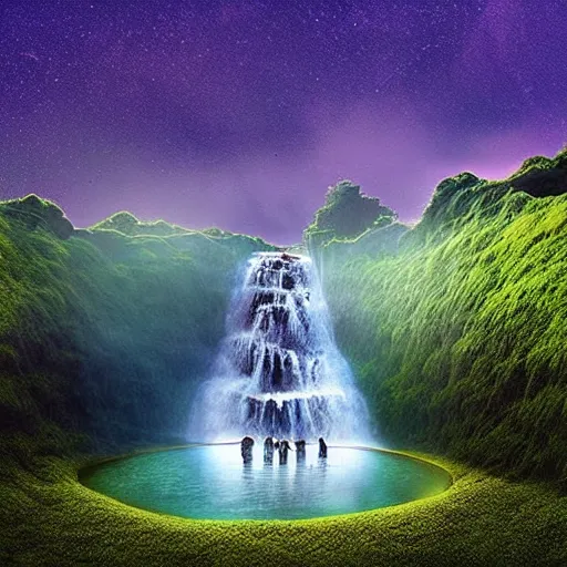 Prompt: “floating island in the space, with a waterfalls, 4k image, award winning”