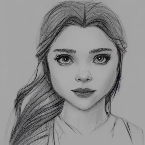 Image similar to milt kahl pencil sketch of chloe grace moretz as snow white