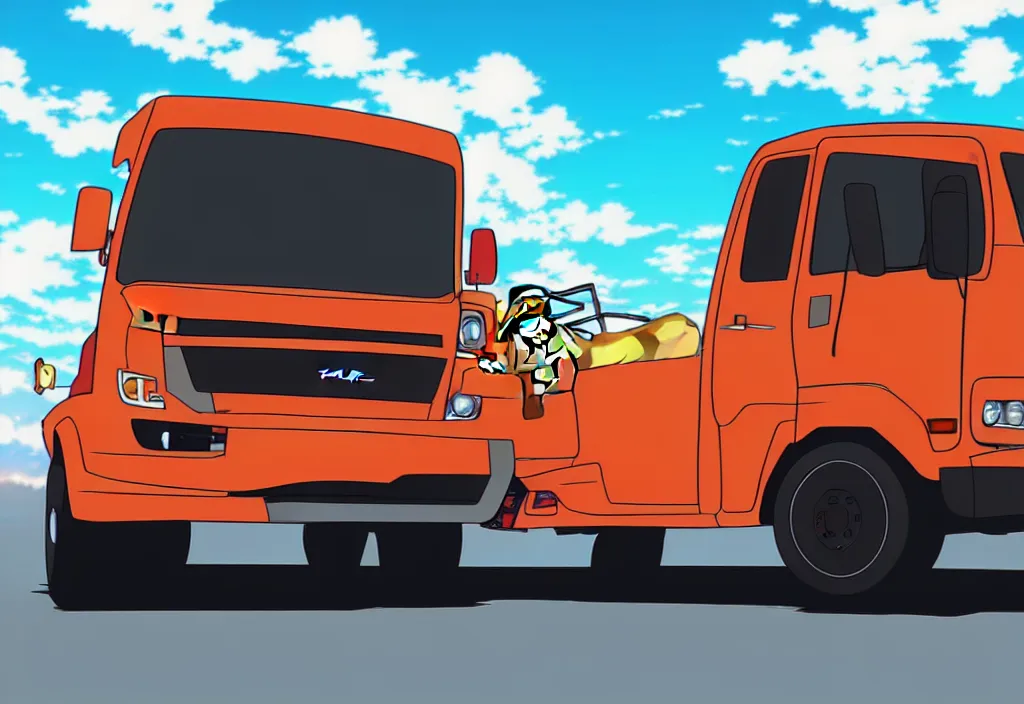 Image similar to An anime art of car GAZelle truck, digital art, 8k resolution, anime style, wide angle