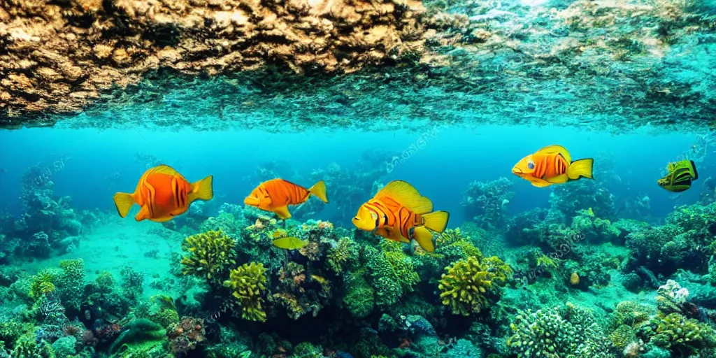 Image similar to landscape photo, underwater diving, coral reef, tropical fishes