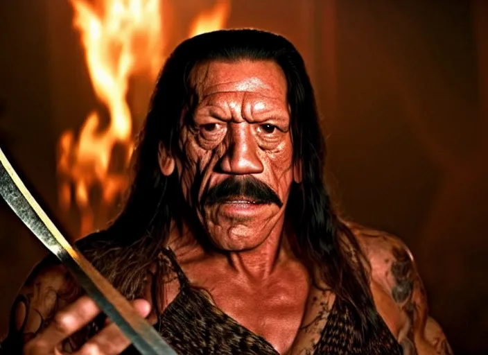 Prompt: films still of danny trejo as machete in new hocus pocus movie, 8 k