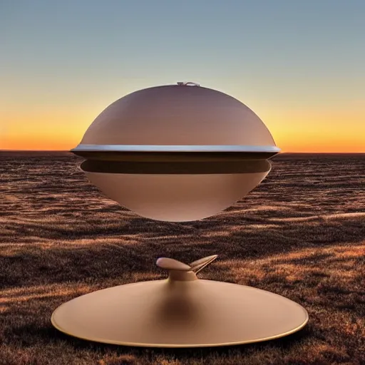 Prompt: actual photograph of UFO, golden hour, award winning, high def