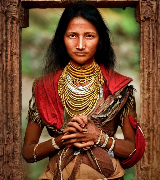 Image similar to portrait_photo_of_a_stunningly beautiful_nepalese_maiden with amazing shiny eyes, 19th century, hyper detailed by Annie Leibovitz and Steve McCurry, David Lazar, Jimmy Nelsson, professional photography