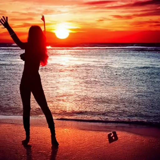 Image similar to a plastic fantastic lover enjoys sunset