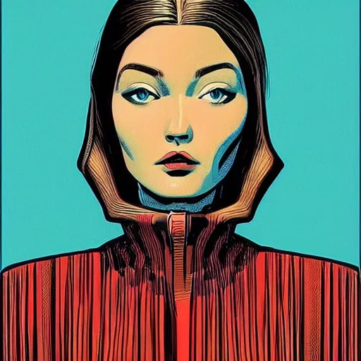 Image similar to “ gigi hadid retro minimalist portrait by jean giraud, moebius starwatcher comic, 8 k ”