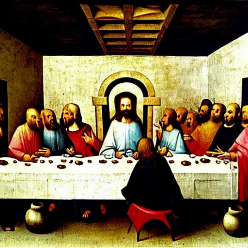 Image similar to The Last Supper painting by Hieronymus Bosch