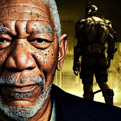 Image similar to bane from the dark knight rises played by morgan freeman