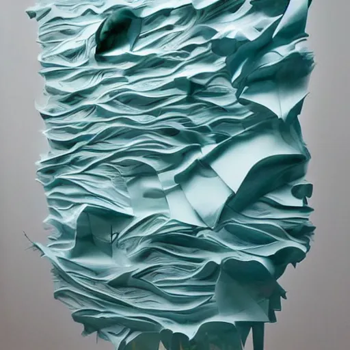 Prompt: a piece of art that is made out of plastic paper, an abstract sculpture by carol bove, trending on pinterest, interactive art, made of silk paper, maximalist, artwork, photograph by justin currie, tumblr contest winner, lighthearted, seapunk