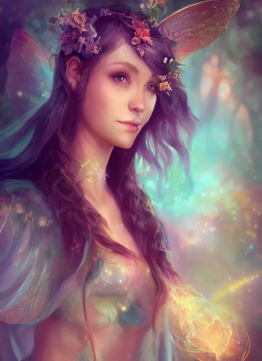 Image similar to beautiful beautiful full body portrait fairy faerie fey fae queen highly detailed CGsociety subtle enchanting alluring magical concept art volumetric lighting subsurface scattering unreal