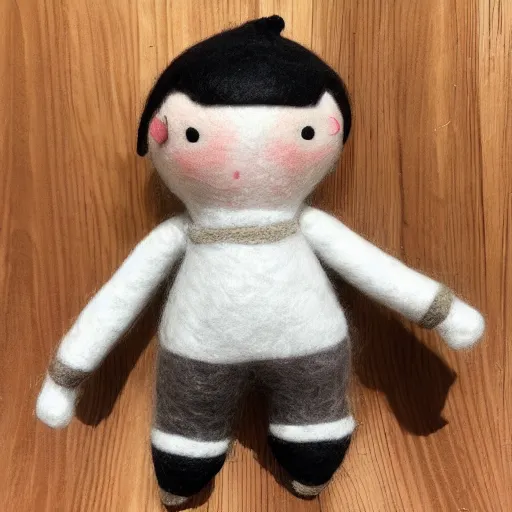 Prompt: wool cloth doll of RM from BTS