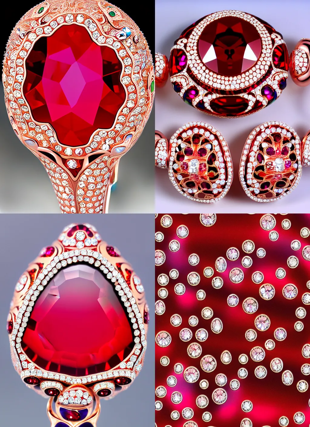 Prompt: elaborate swarovski crystal faberge glasses crimson and rose gold diamonds opals rubies, 4 k, reflections