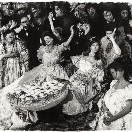 Prompt: Celebrating an illegal marriage, by Ilya Repin and Lucien Clergue
