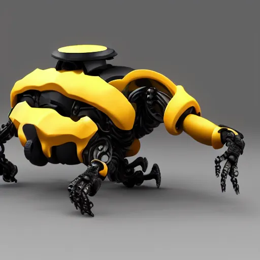 Image similar to hard surface, robotic platform, based on bumblebee, 6 claws, unreal engine