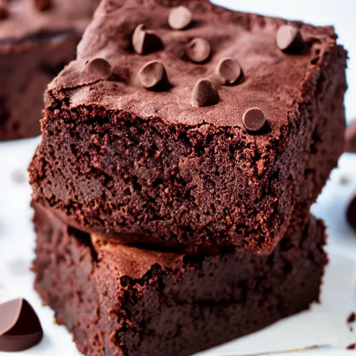 Prompt: chocolate brownie with elastic melting chocolate!!!, studio photography, 4 k