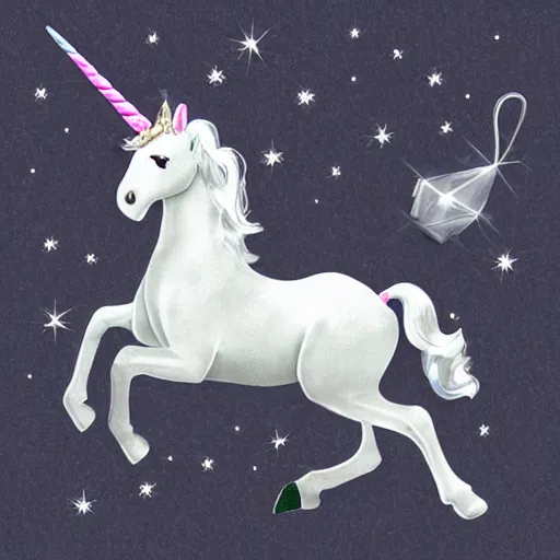 Image similar to photo of a unicorn with a crystal horn