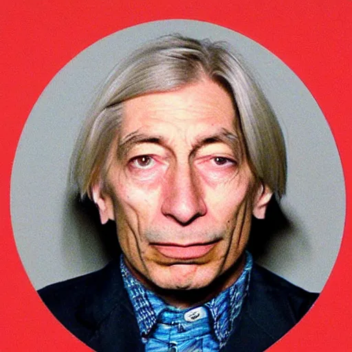 Prompt: charlie watts mugshot