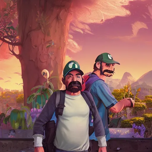 Image similar to highly detailed portrait, mario bros., in gta v, stephen bliss, unreal engine, fantasy art by greg rutkowski, loish, rhads, ferdinand knab, makoto shinkai and lois van baarle, ilya kuvshinov, rossdraws, tom bagshaw, global illumination, radiant light, detailed and intricate environment