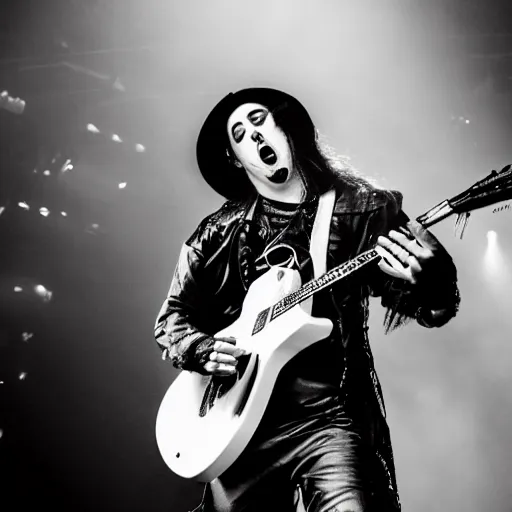 Image similar to black and white photographic portrait of daron malakian singing