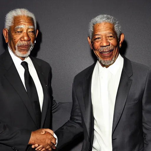 Prompt: drake meeting morgan freeman