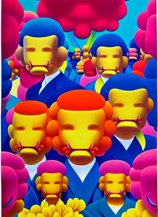 Image similar to flower men by shusei nagaoka, kaws, david rudnick, airbrush on canvas, pastell colours, cell shaded, 8 k