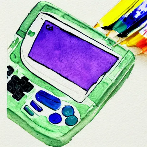 Image similar to game boy color, watercolor painting