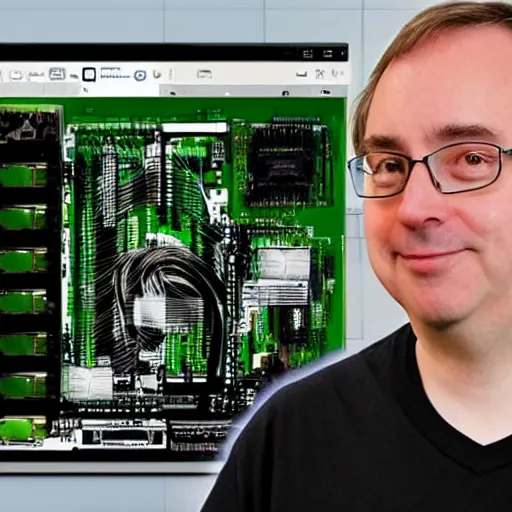 Prompt: Linus Torvalds loves NVIDIA, 4k, artstaion