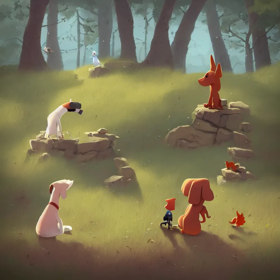 Image similar to Goro Fujita illustrating photo of a dog in the woods