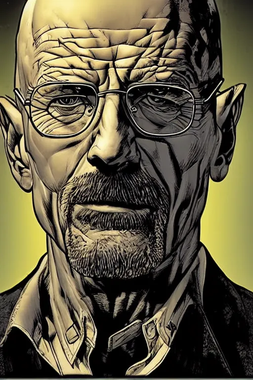 Image similar to character art by mike deodato, walter white, absolute chad