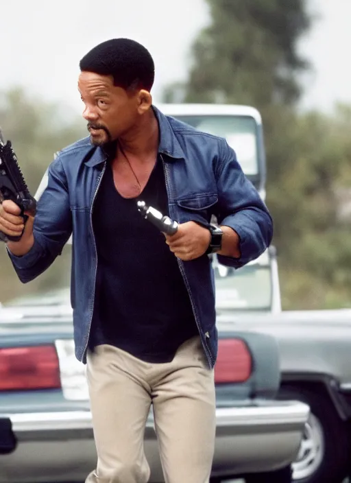Prompt: film still of Will Smith as Martin Riggs in Lethal Weapon, 4k