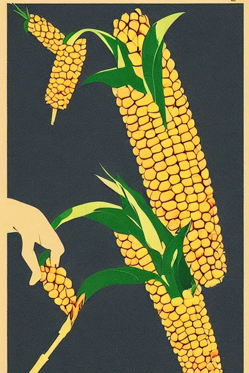 Prompt: a 1 9 4 0 s minimalist soviet propaganda poster about dangerous corn