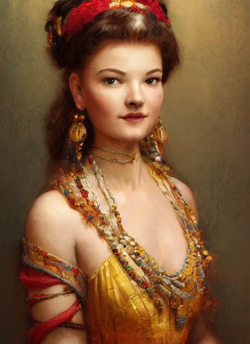 Prompt: beautiful portrait of 2 5 - year - old anne baxter as nefertari, digital art by eugene de blaas and ross tran, vibrant color scheme, intricately detailed, in the style of romanticism, cinematic, artstation, greg rutkowski