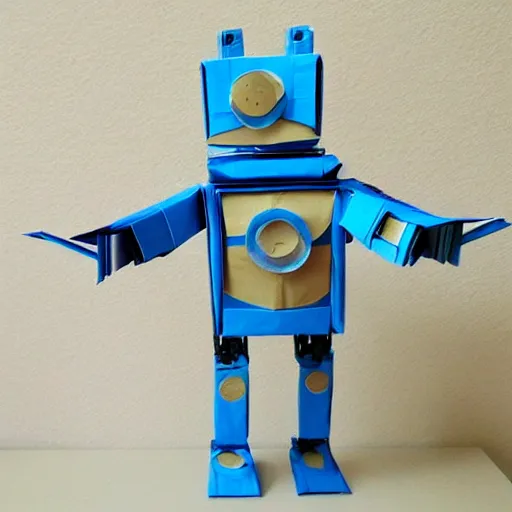 Image similar to a robot made of origami, cute, artwork