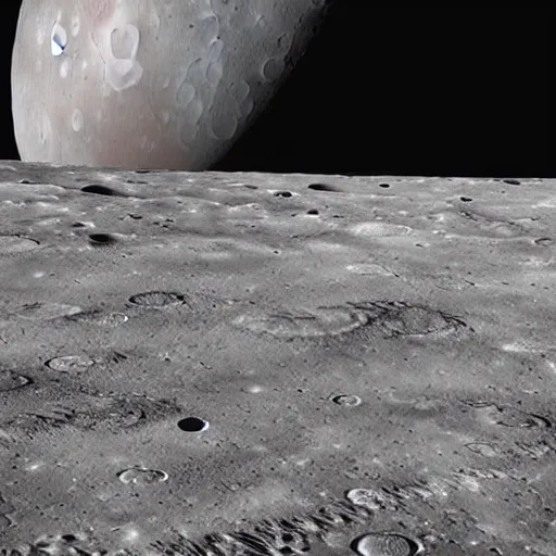 Image similar to Ground view of the moon Europa, endless horizon, sharp, detailed, award winning photography